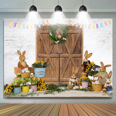 Lofaris Wood Door Floral Happy Holiday Easter Backdrop