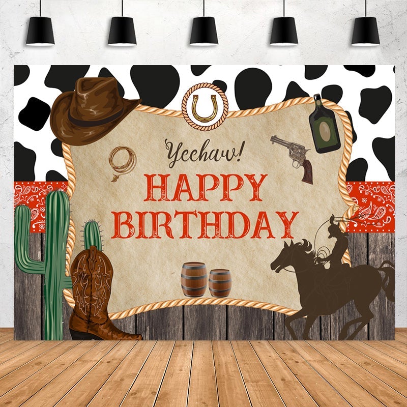 Lofaris Wooden And Horse Happy Birthday Backdorp For Party