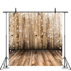 Lofaris Wooden Floor White Glitter Simple Birthday Party Backdrop