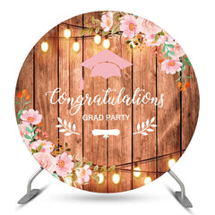 Lofaris Wooden Floral Round Congrats Grad Party Backdrop