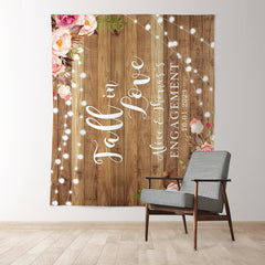 Lofaris Wooden Red Floral Fall In Love Wedding Ceremony Backdrop