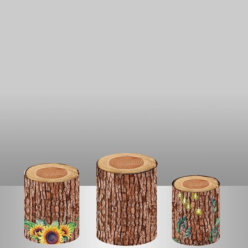 Lofaris Wooden Sunflower Glitter Backdrop Cake Table Cover Kit