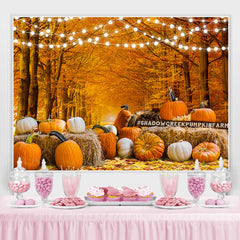 Lofaris Yellow and White Pumpkin Fallen Leaves Autumn Backdrop