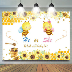 Lofaris Yellow Bee And Sunflower Theme Baby Shower Backdrop