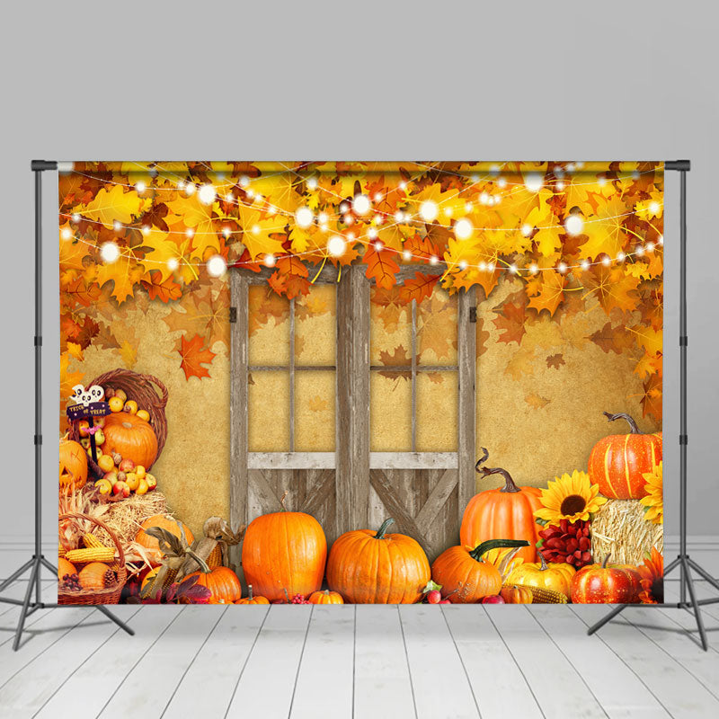 Lofaris Yellow Maples Pumpkin And Door Backdrop For Autumn