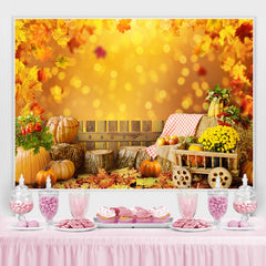 Lofaris Yellow pumpkins floral maple leaves autumn Backdrop