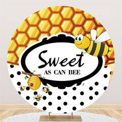 Lofaris Yellow Sweet Bee Round Black White Baby Shower Backdrop