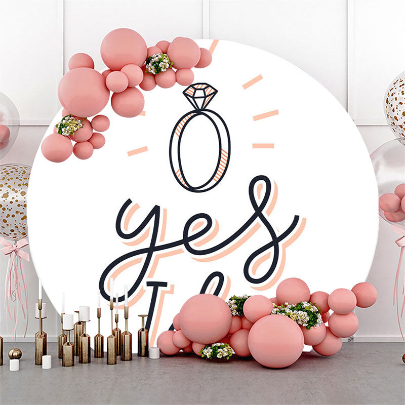 Lofaris YES I DO White Simple Wedding Round Backdrop Cover