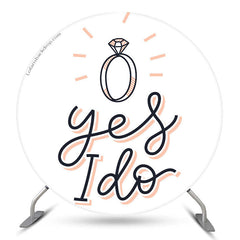 Lofaris YES I DO White Simple Wedding Round Backdrop Cover